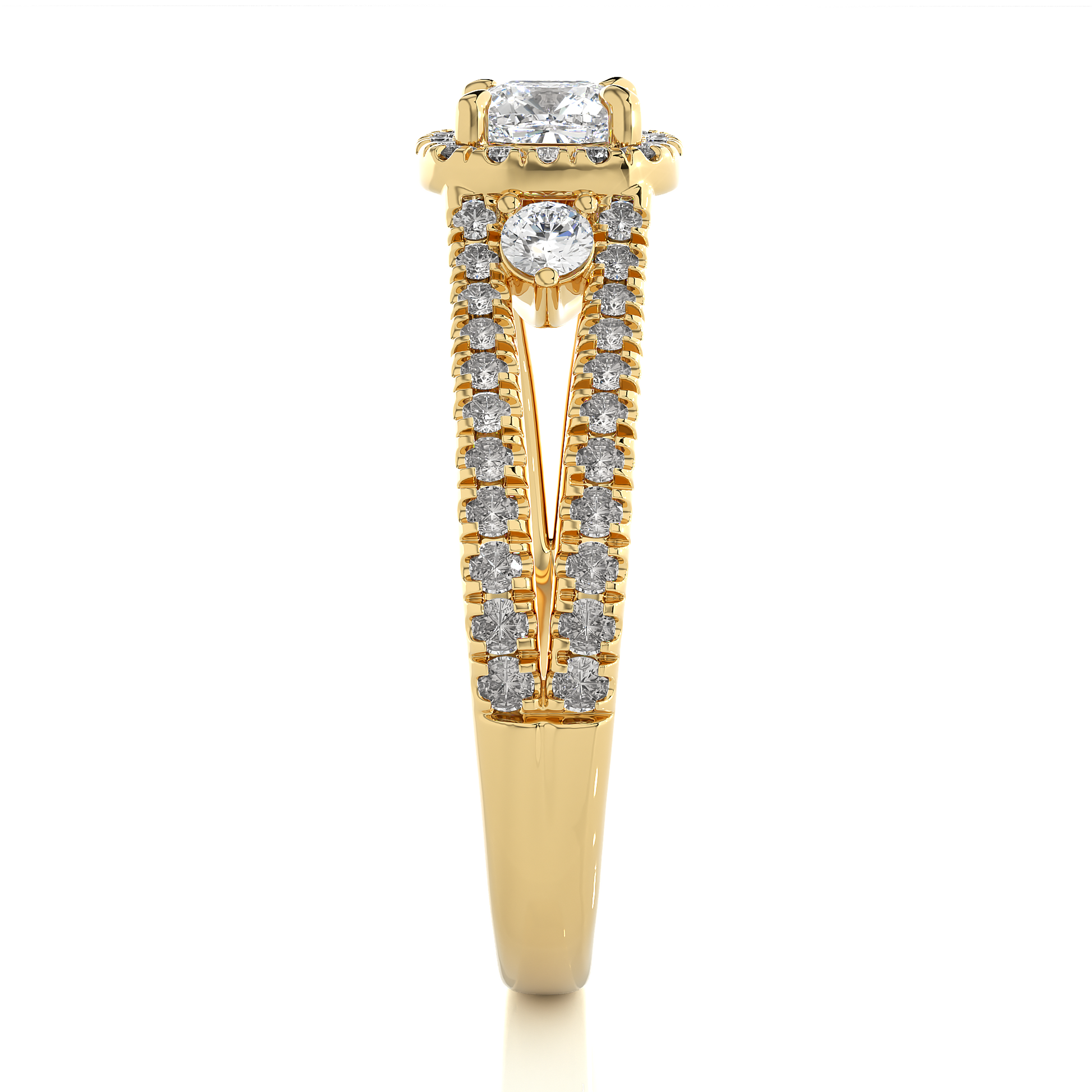 0.5 + 0.49 Ct Cushion + Round Diamond Ring