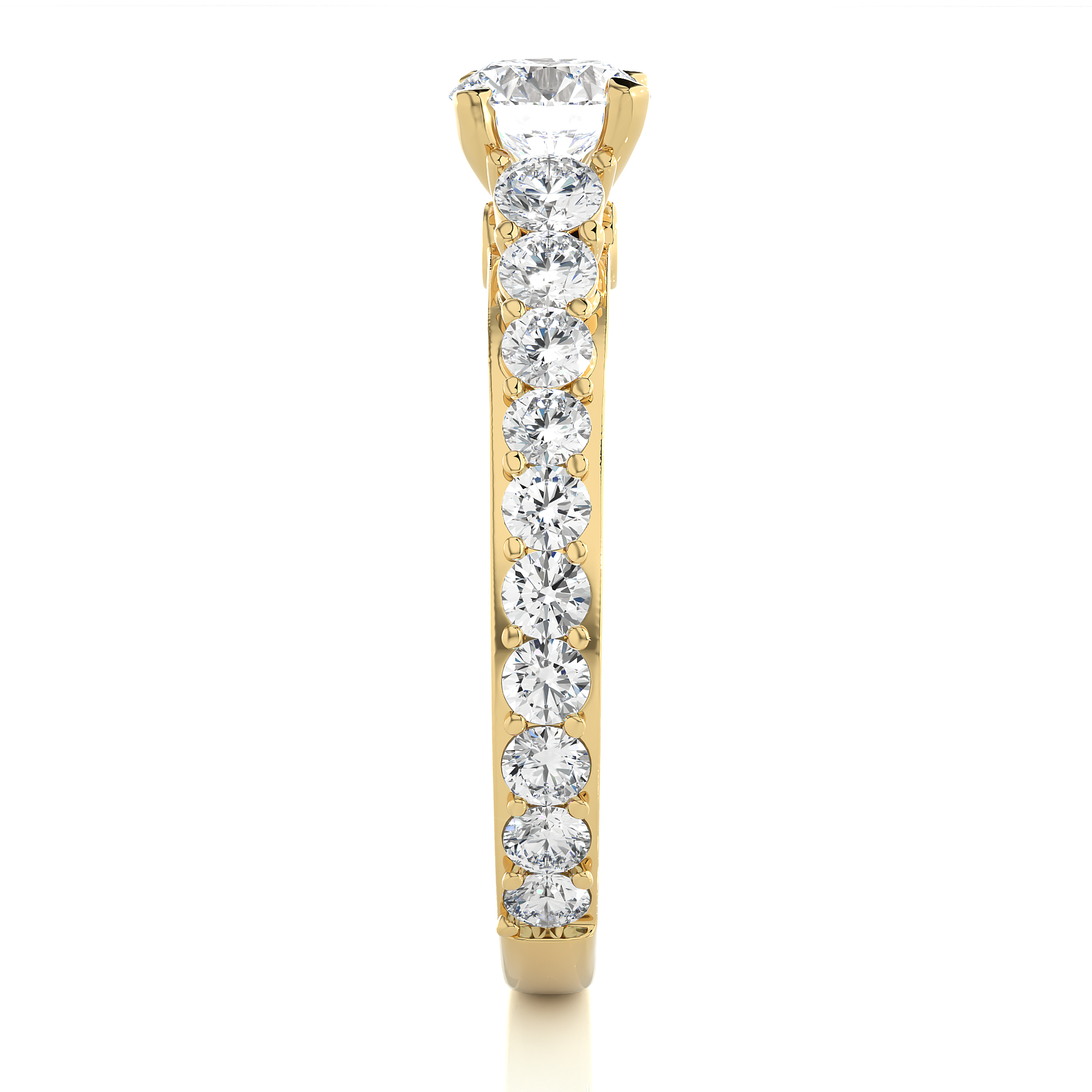 Round Diamond Ring – Solitaire Diamond with Small Diamonds Around and Sides of the Thick Ring in Elegant Design