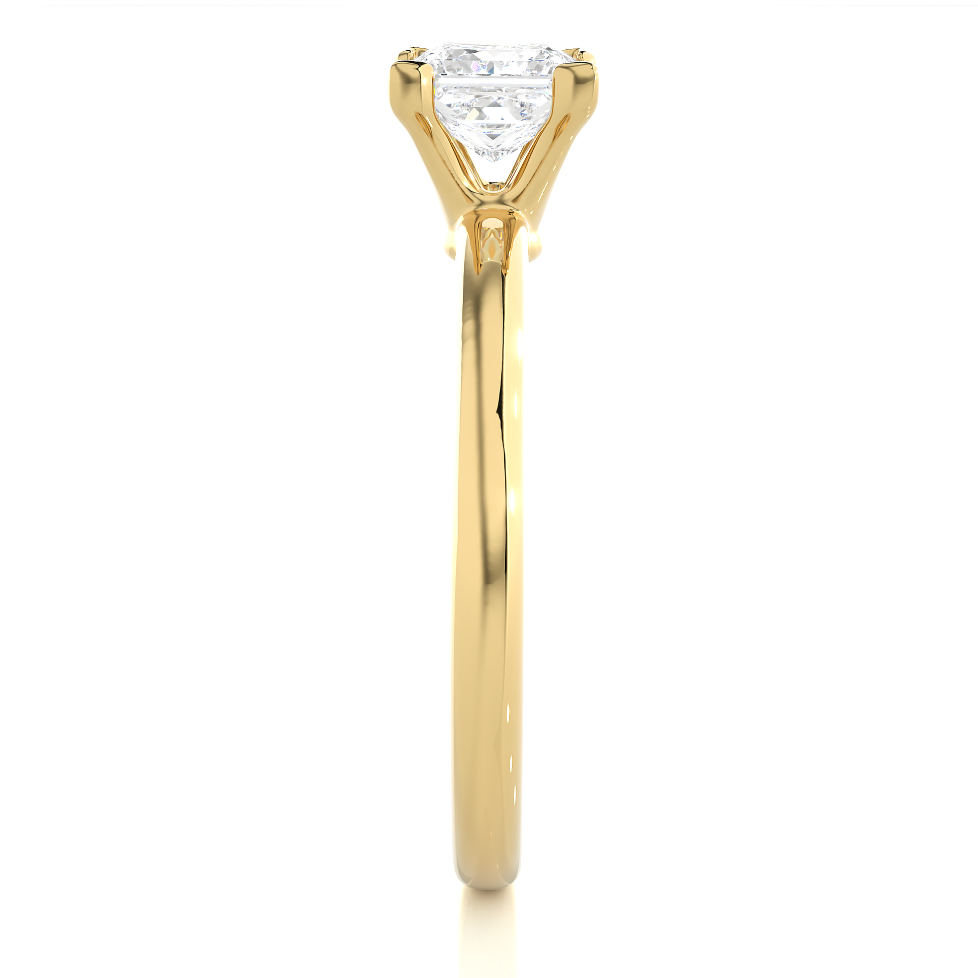 Princess Diamond Ring – Square Diamond Solitaire with Plain Gold Band