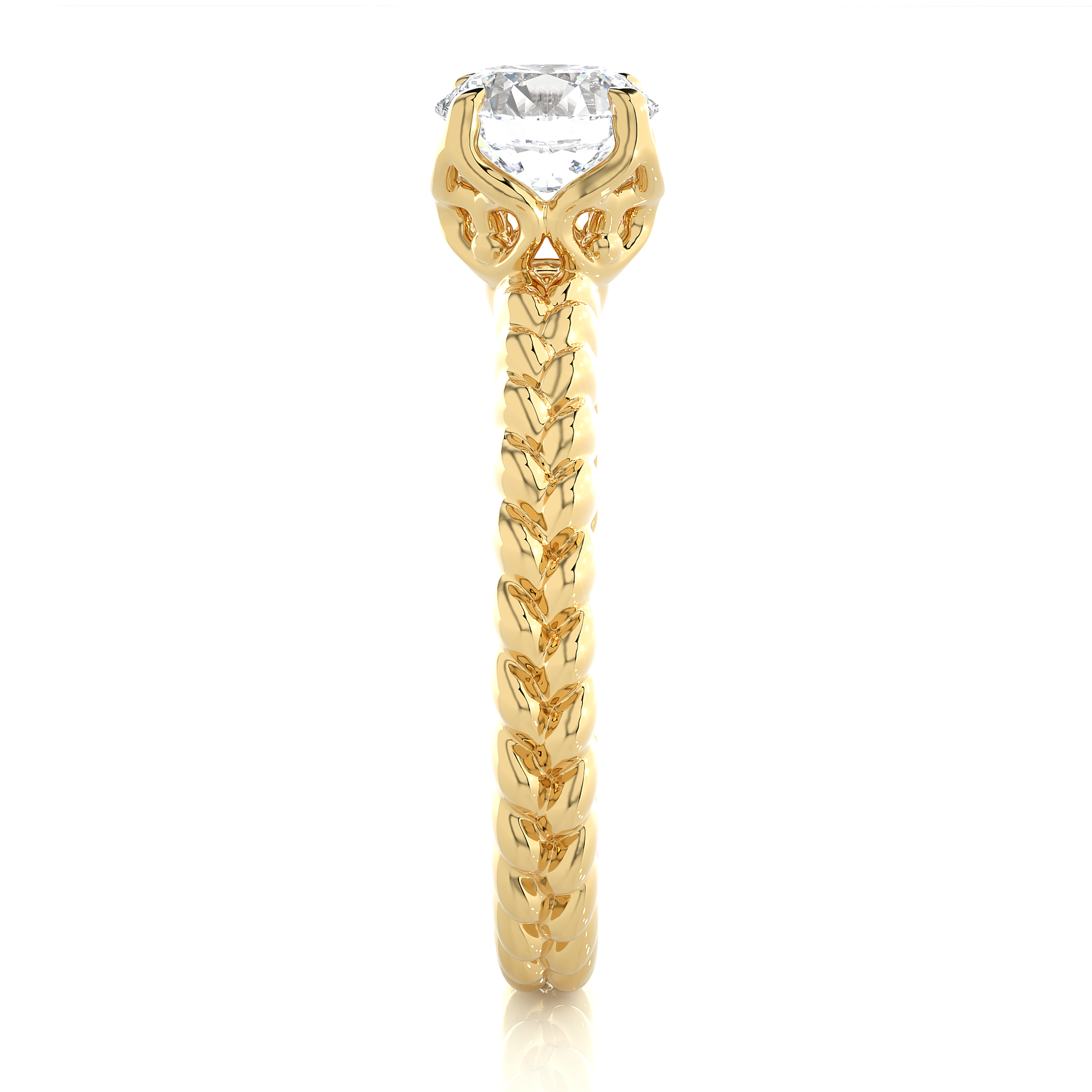 Round Diamond Ring – Solitaire Diamond with Beautiful Design Around the Gold Band