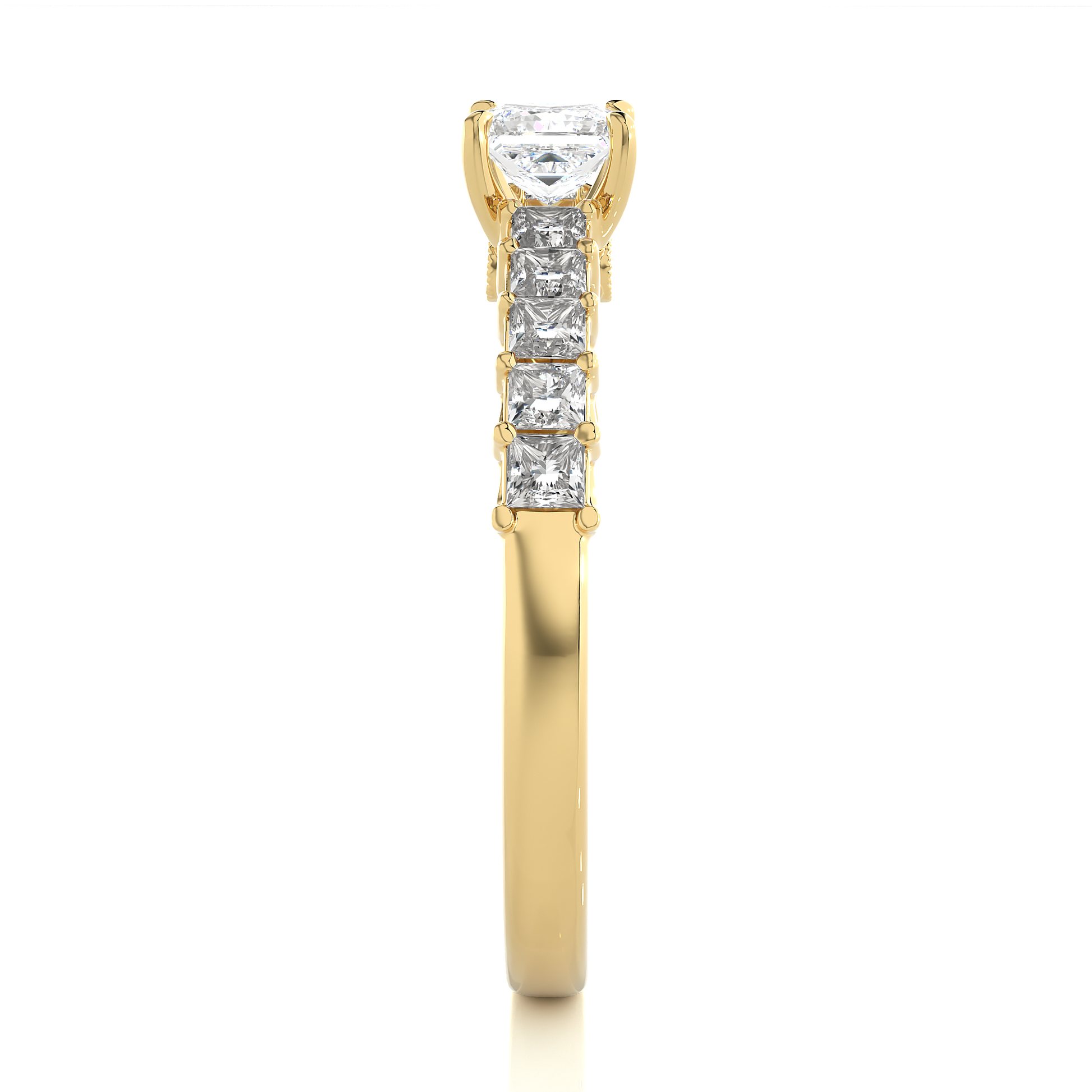 0.40+0.44+0.01 Ct Princess + Princess + Round Diamond Ring