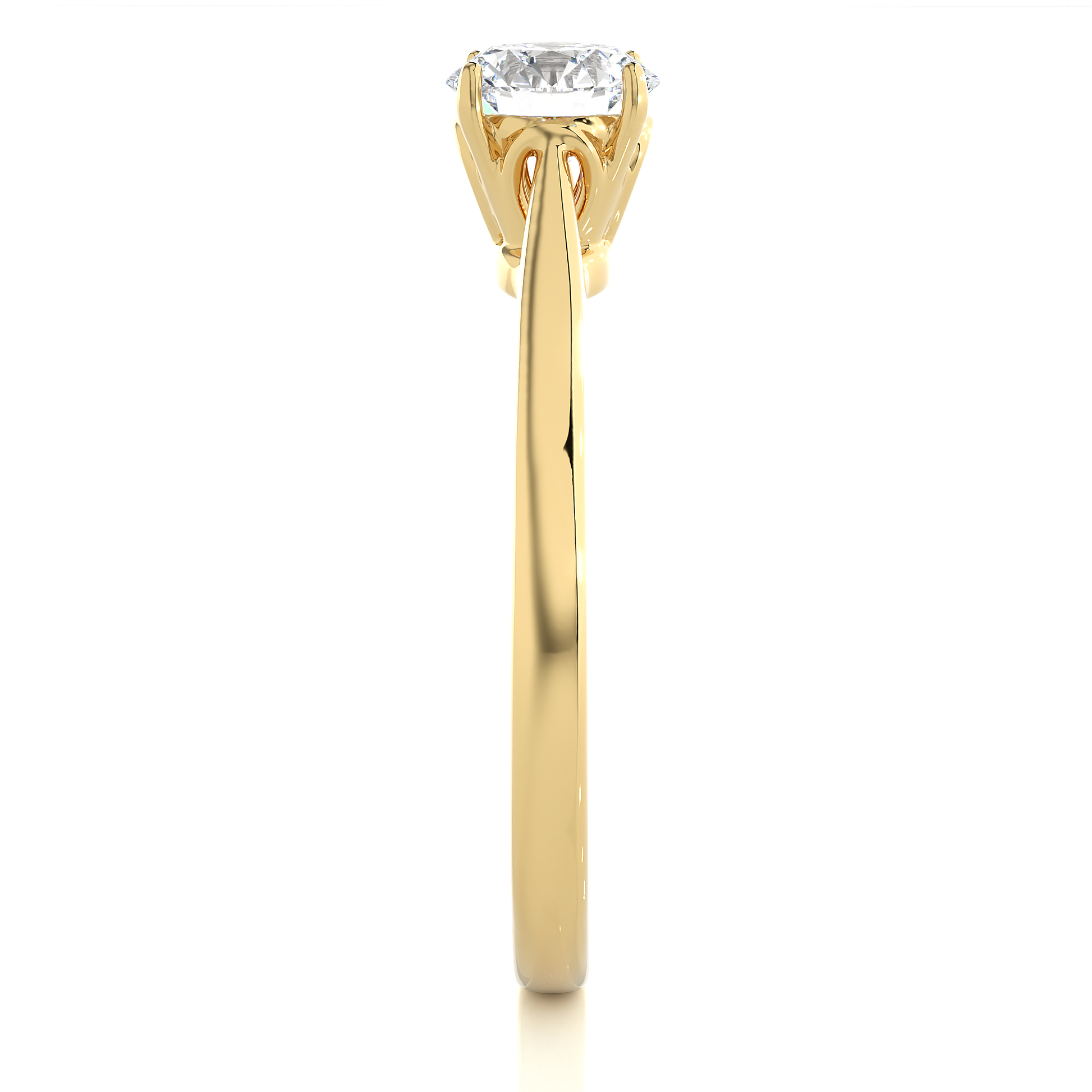 Elegant Round Diamond Ring – Elevated Solitaire Diamond on Plain Band