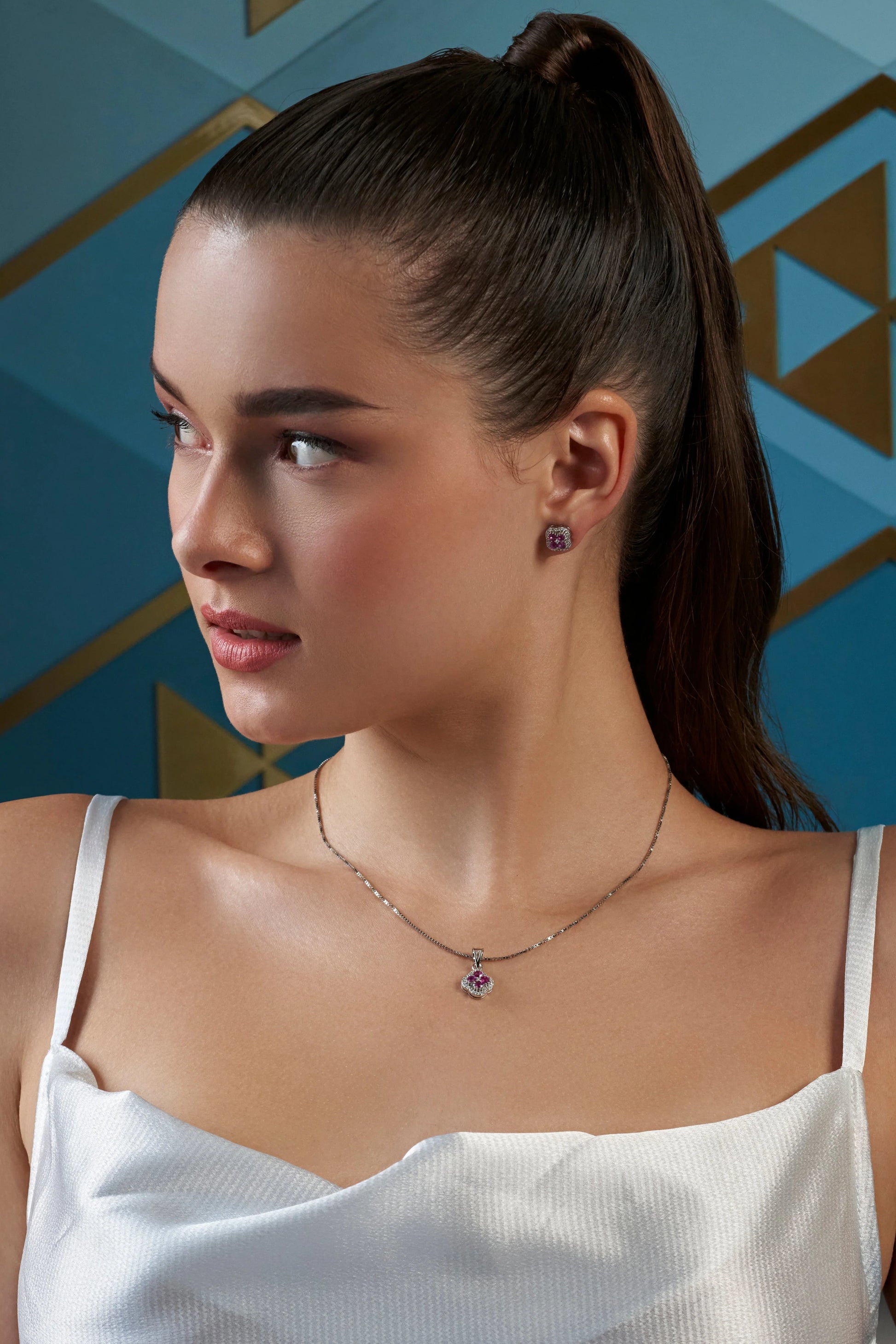 Burma Ruby Pendant Earring