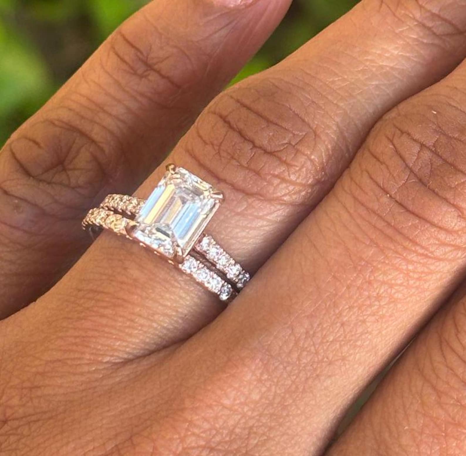 Emerald cut solitaire lab-grown diamond gold ring with sleek and modern design