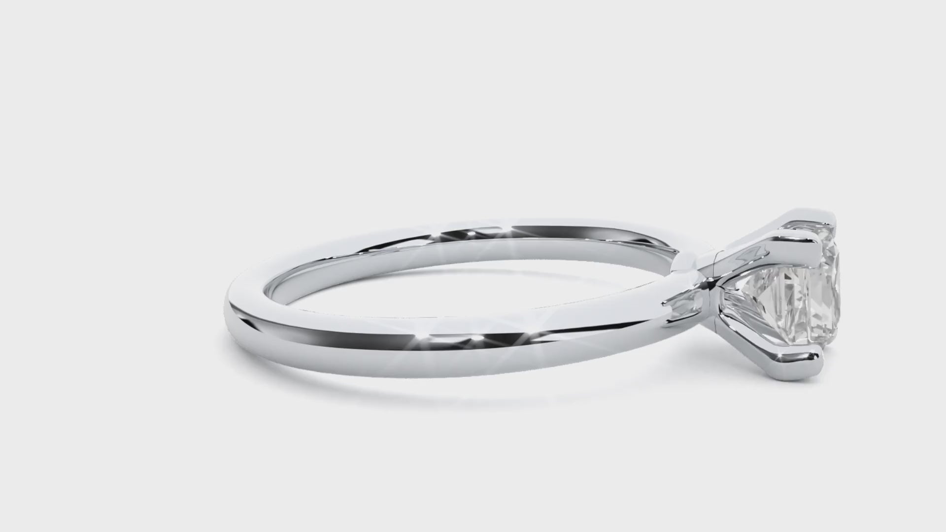 Princess Diamond Ring – Square Diamond Solitaire with Plain Gold Band