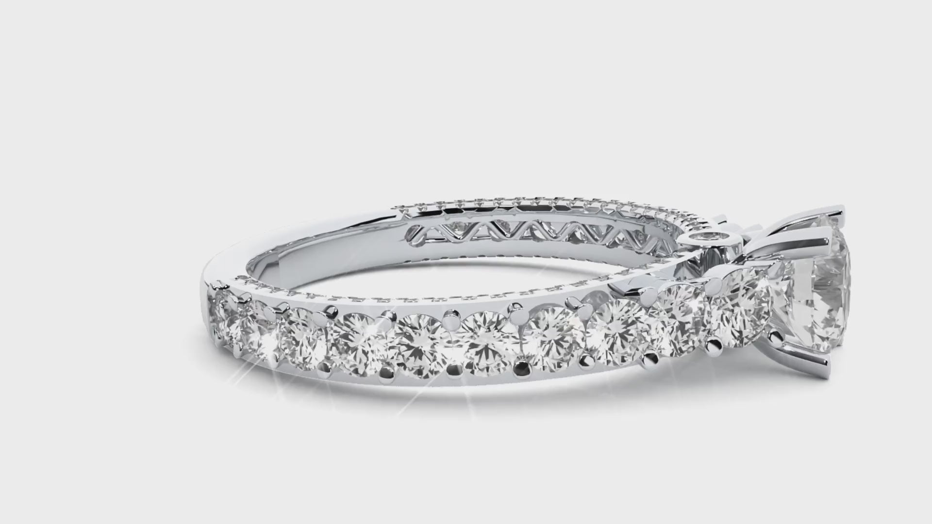 Round Diamond Ring – Solitaire Diamond with Small Diamonds Around and Sides of the Thick Ring in Elegant Design