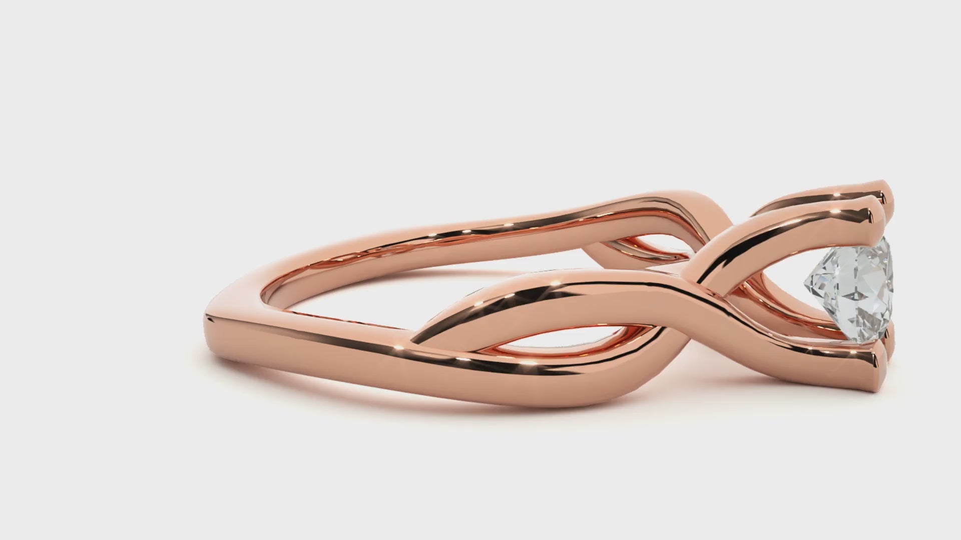 Round Diamond Ring – Solitaire Diamond with Elegant Gold Design Around the Band