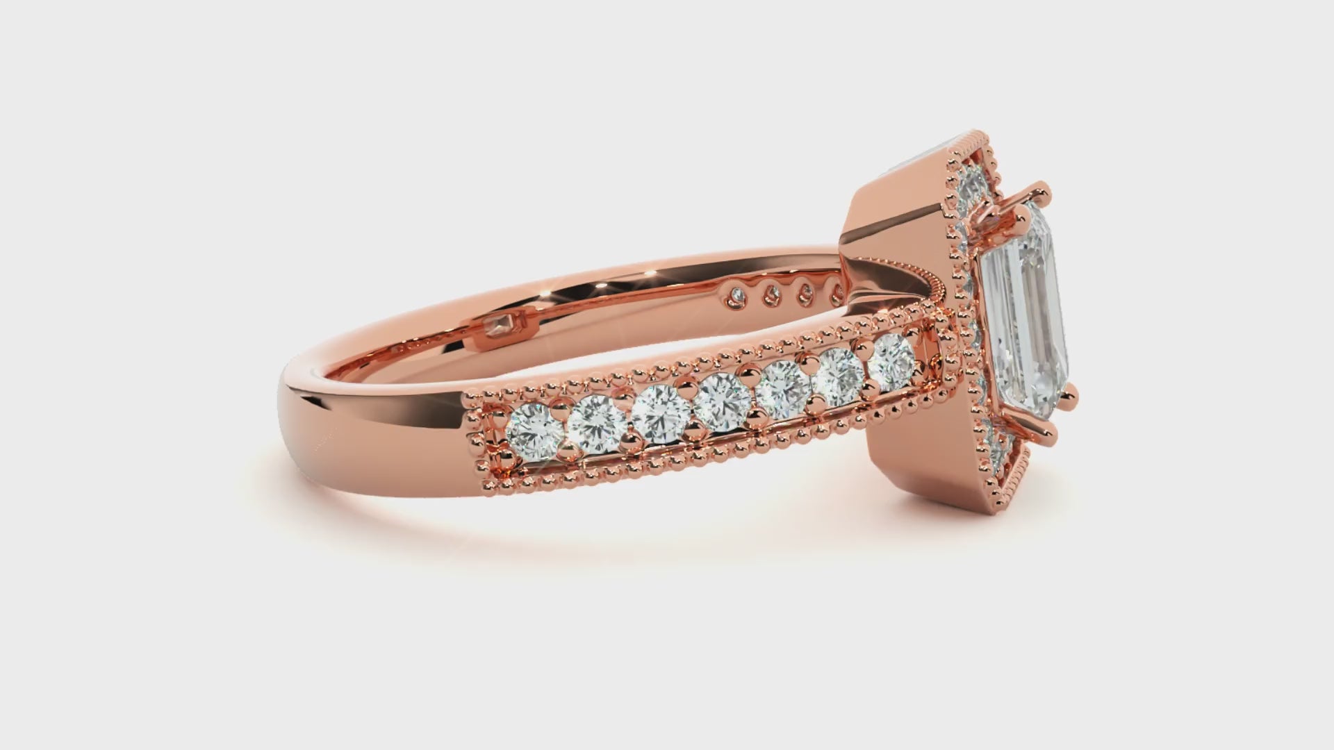 0.30+0.8Ct Round + Emerald Diamond Ring