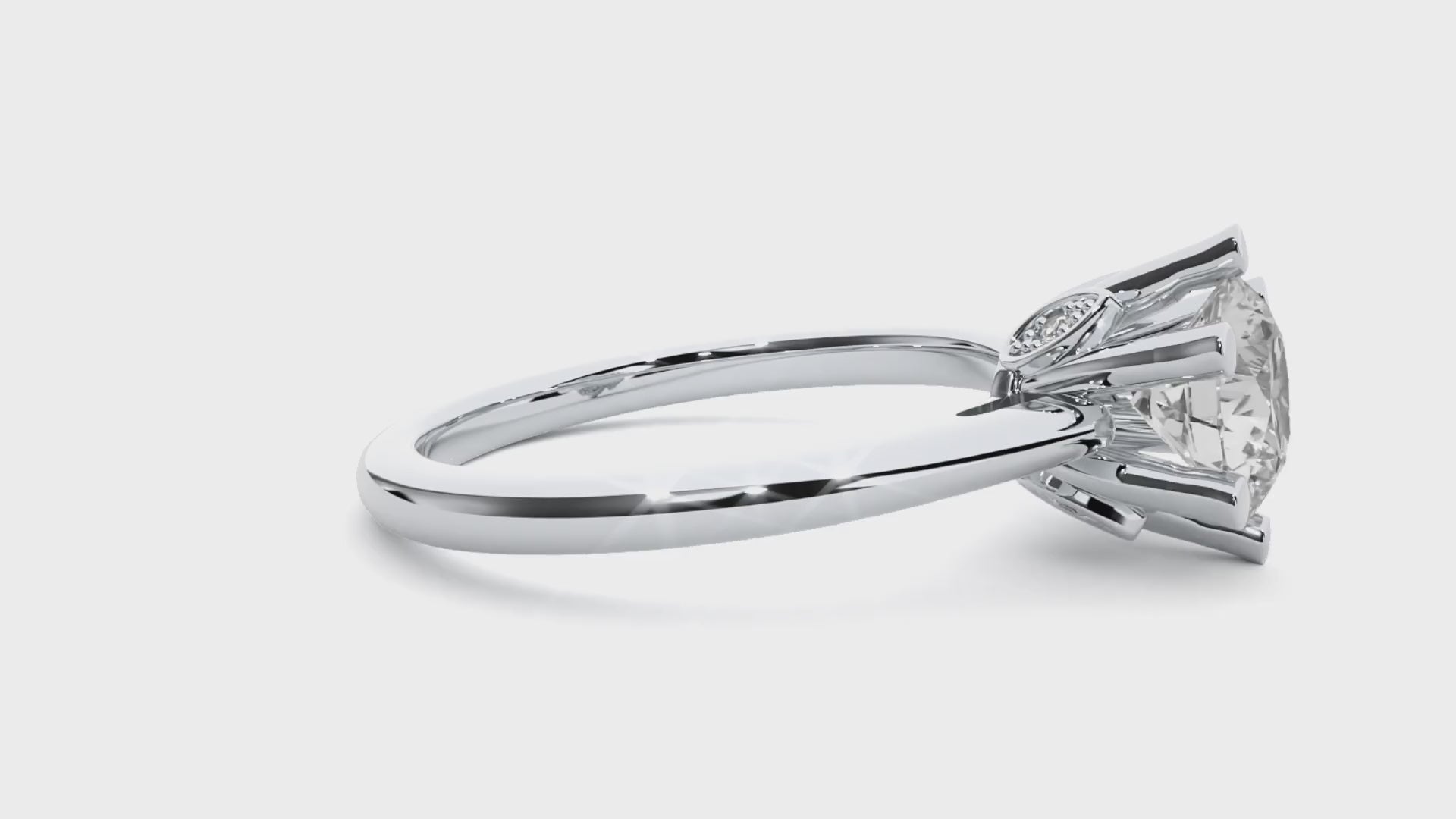 Round Diamond Ring – 6-Side Supported with Circular Diamond and Small Top Circle in Plain Gold