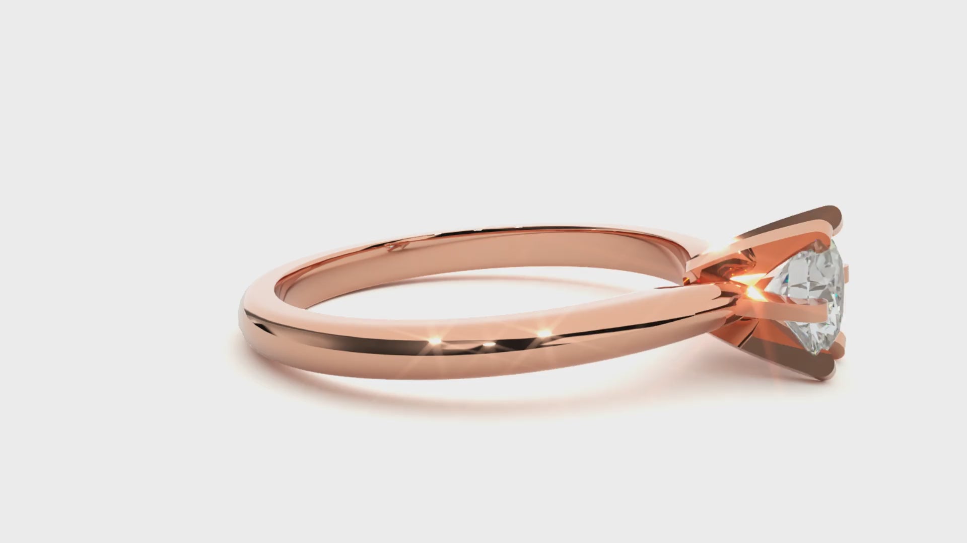 Round Diamond Ring – Circle Diamond Supported from 6 Sides with Plain Gold Band