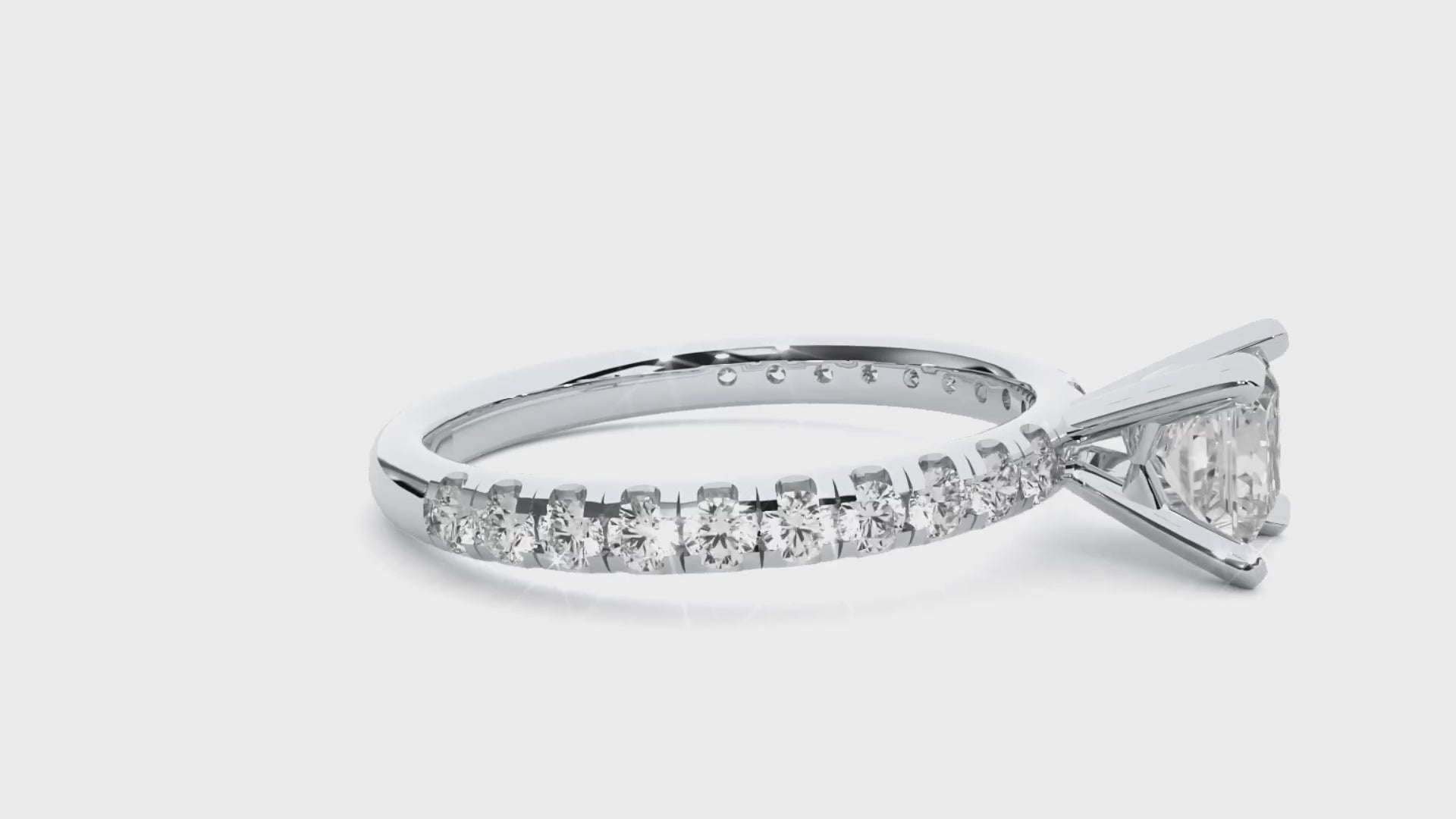 0.6+0.44  Ct Princess + Round Diamond Ring