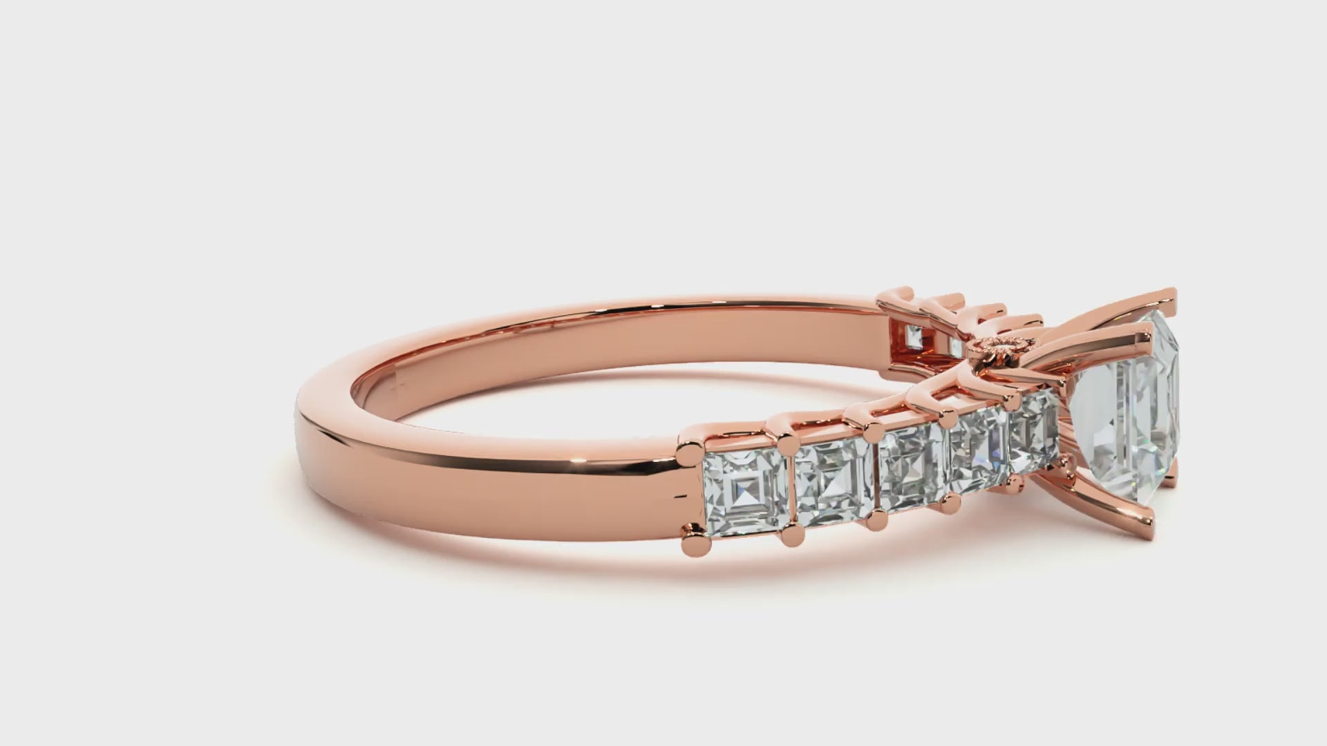 0.40+0.44+0.01 Ct Princess + Princess + Round Diamond Ring