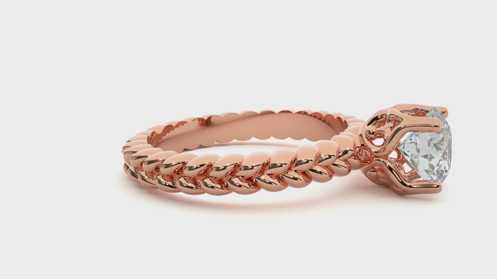 Round Diamond Ring – Solitaire Diamond with Beautiful Design Around the Gold Band