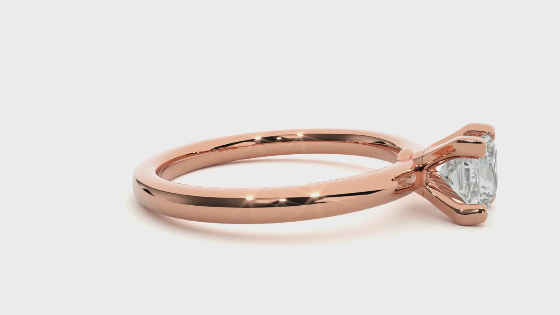 Princess Diamond Ring – Square Diamond Solitaire with Plain Gold Band