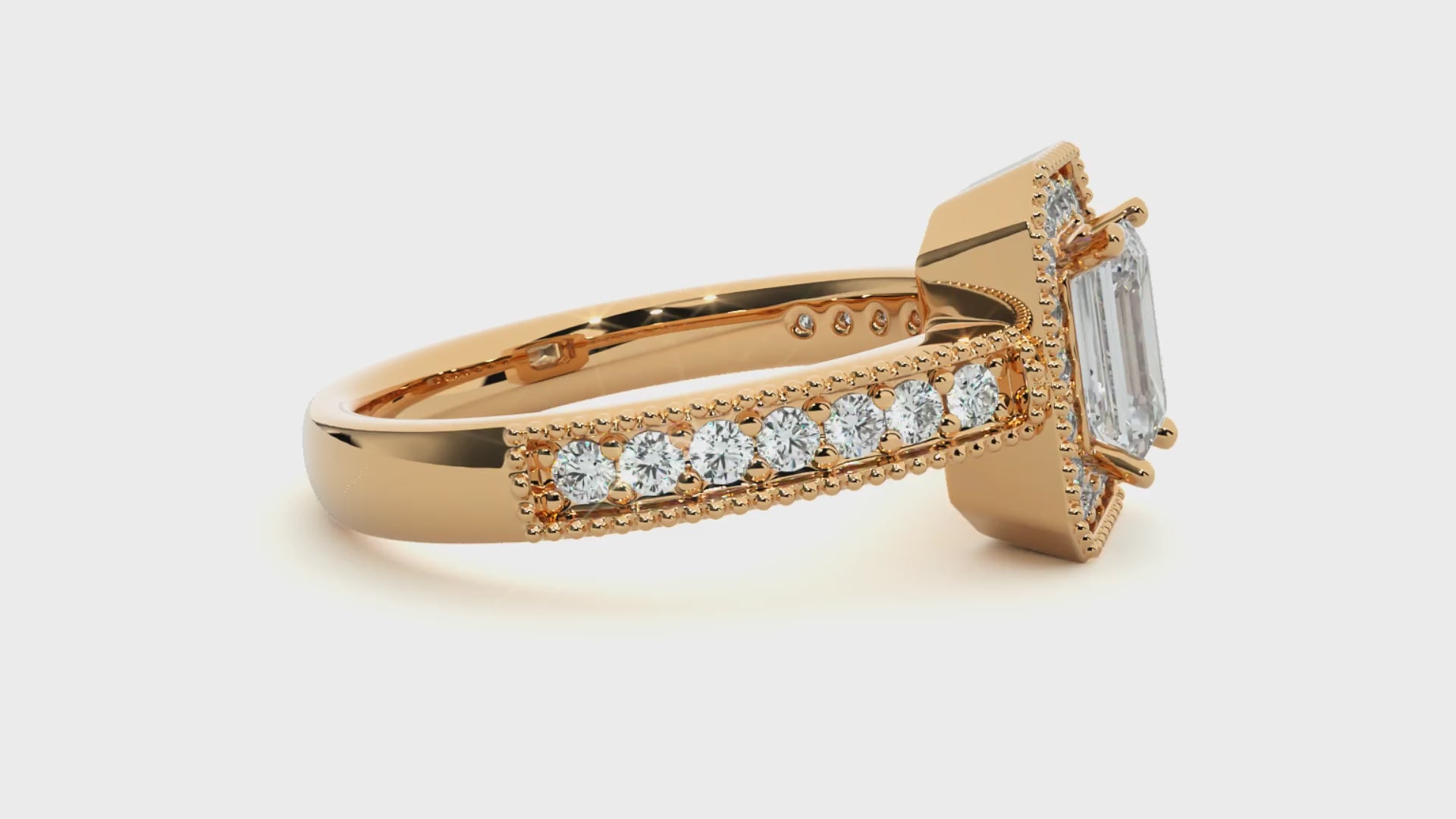 0.30+0.8Ct Round + Emerald Diamond Ring