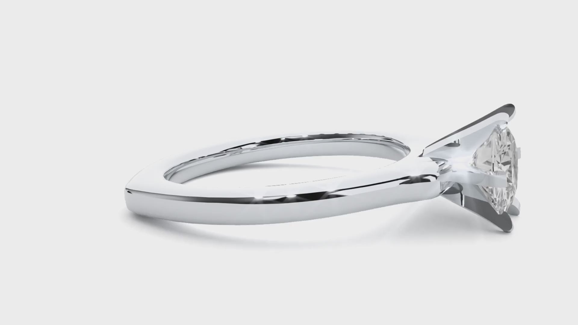 Round Diamond Ring – 6-Side Supported Round Diamond with Plain Gold Band