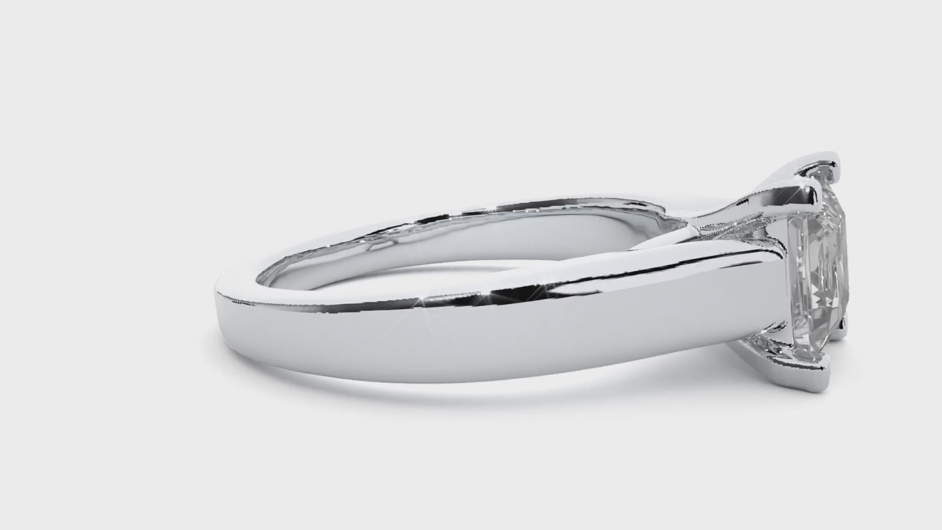 Princess Diamond Ring – Square Diamond Solitaire with Thick Plain Gold Band