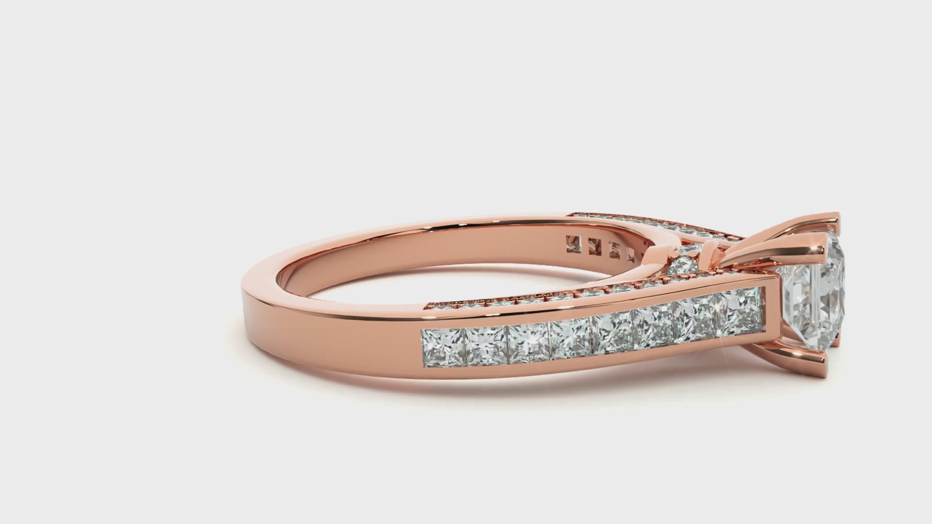 0.50+0.51+0.27 Ct Princess + Princess +Round Diamond Ring