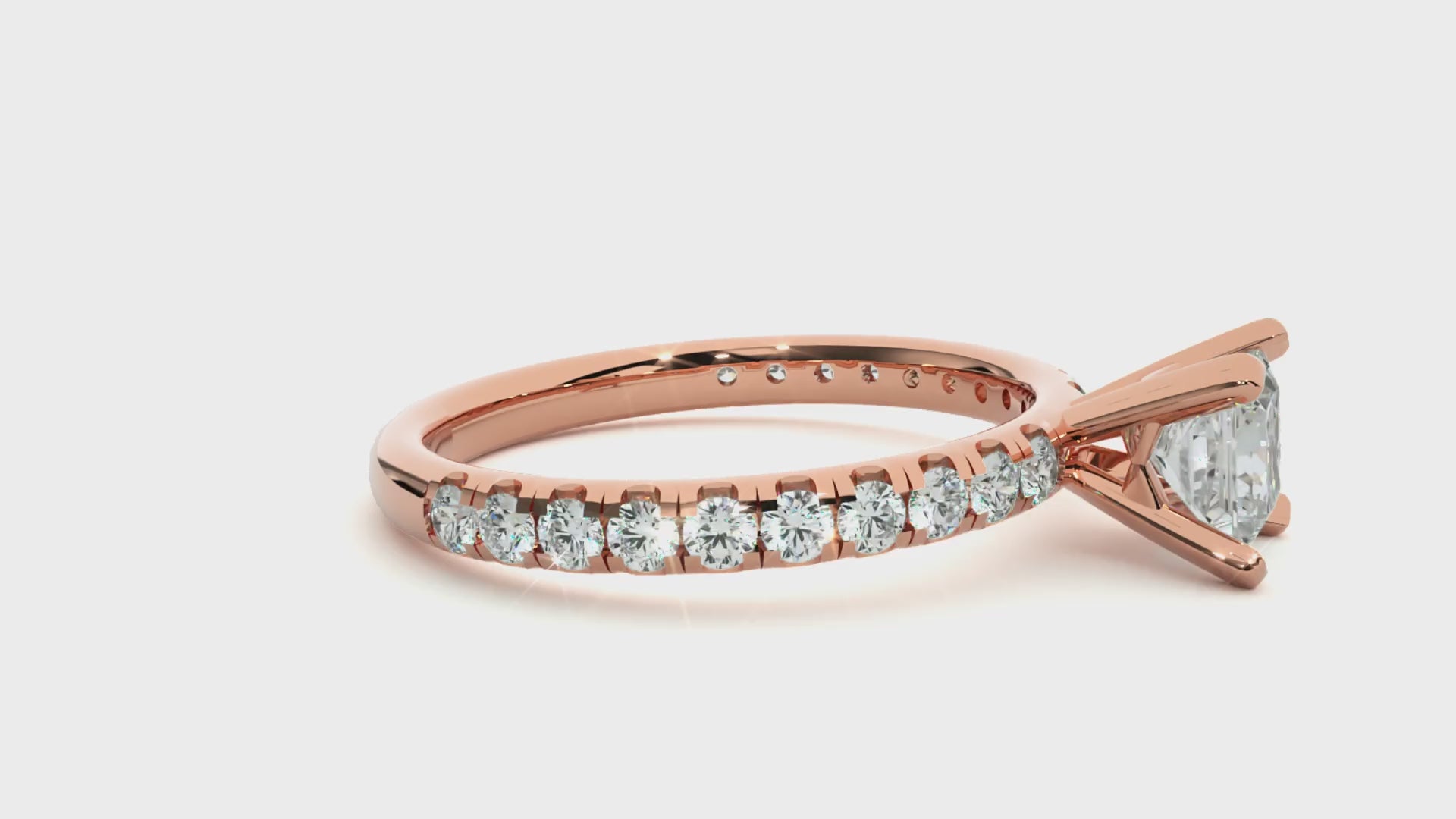 0.6+0.44  Ct Princess + Round Diamond Ring