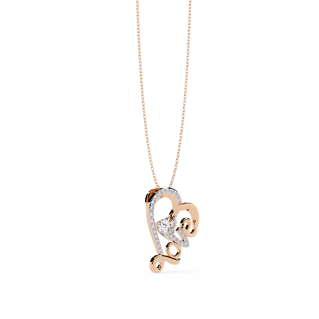 Round Diamond Pendant – Heart Radiant & Round Cut Diamonds in Gold