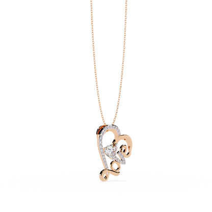 Round Diamond Pendant – Heart Radiant & Round Cut Diamonds in Gold