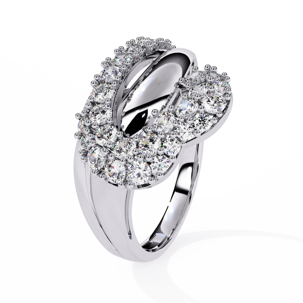 0.67 Ct gold ring with infinity heart design and round lab-grown diamonds

