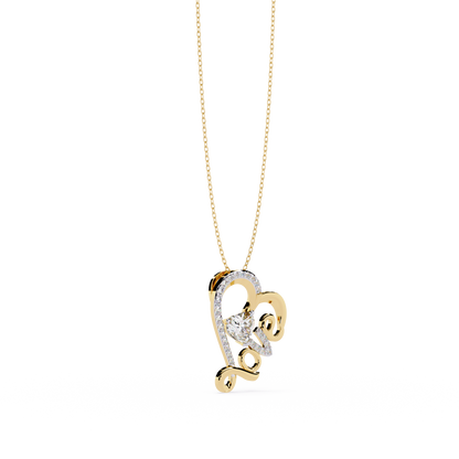 Round Diamond Pendant – Heart Radiant & Round Cut Diamonds in Gold