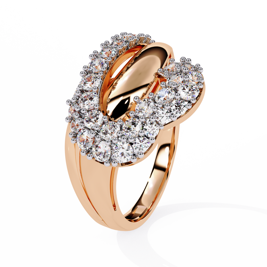 0.67 Ct gold ring with infinity heart design and round lab-grown diamonds

