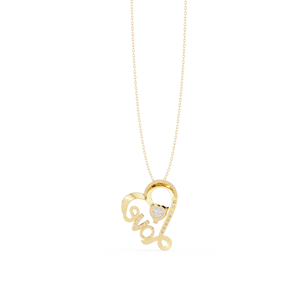 Round Diamond Pendant – Heart Radiant & Round Cut Diamonds in Gold