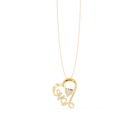 Round Diamond Pendant – Heart Radiant & Round Cut Diamonds in Gold