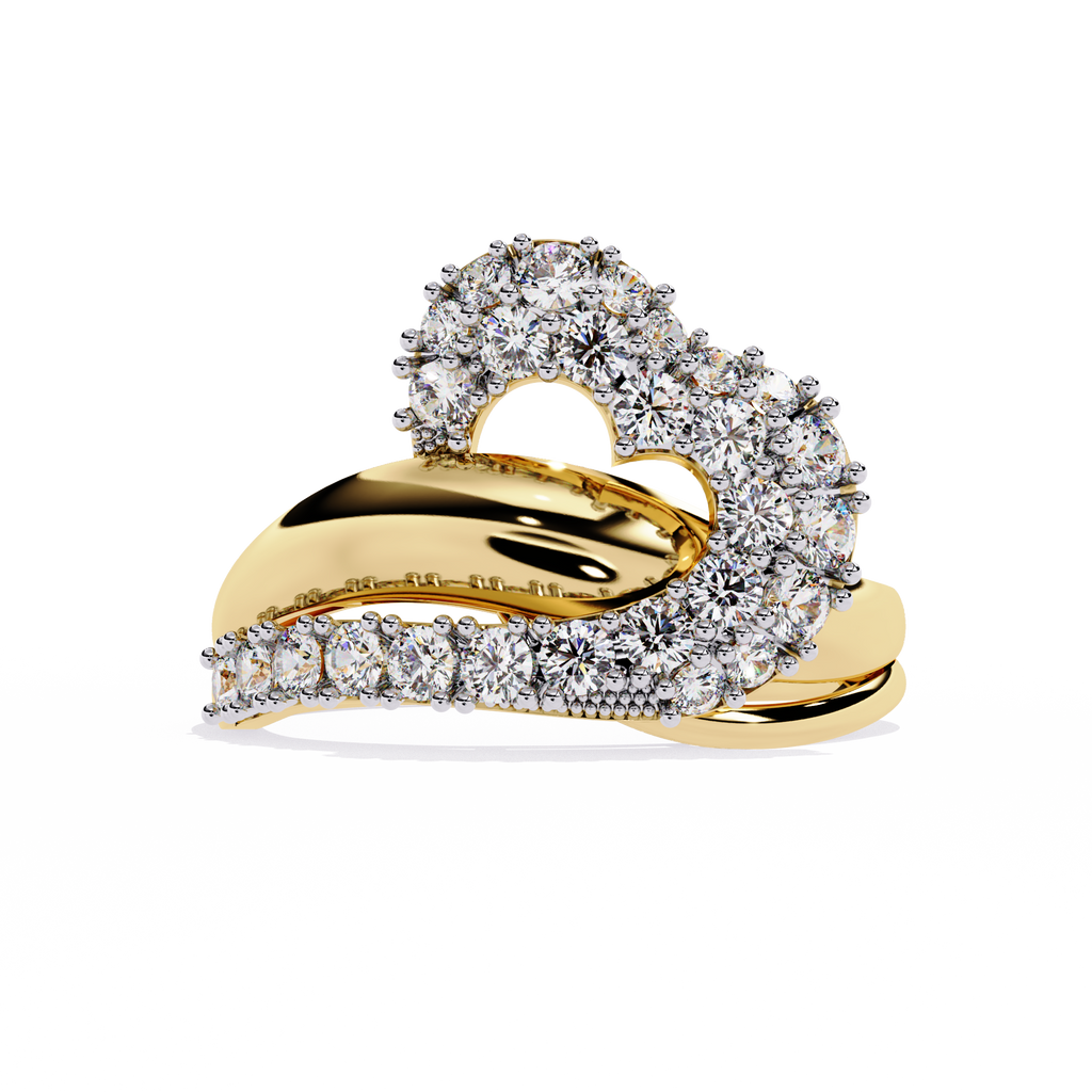 0.67 Ct gold ring with infinity heart design and round lab-grown diamonds

