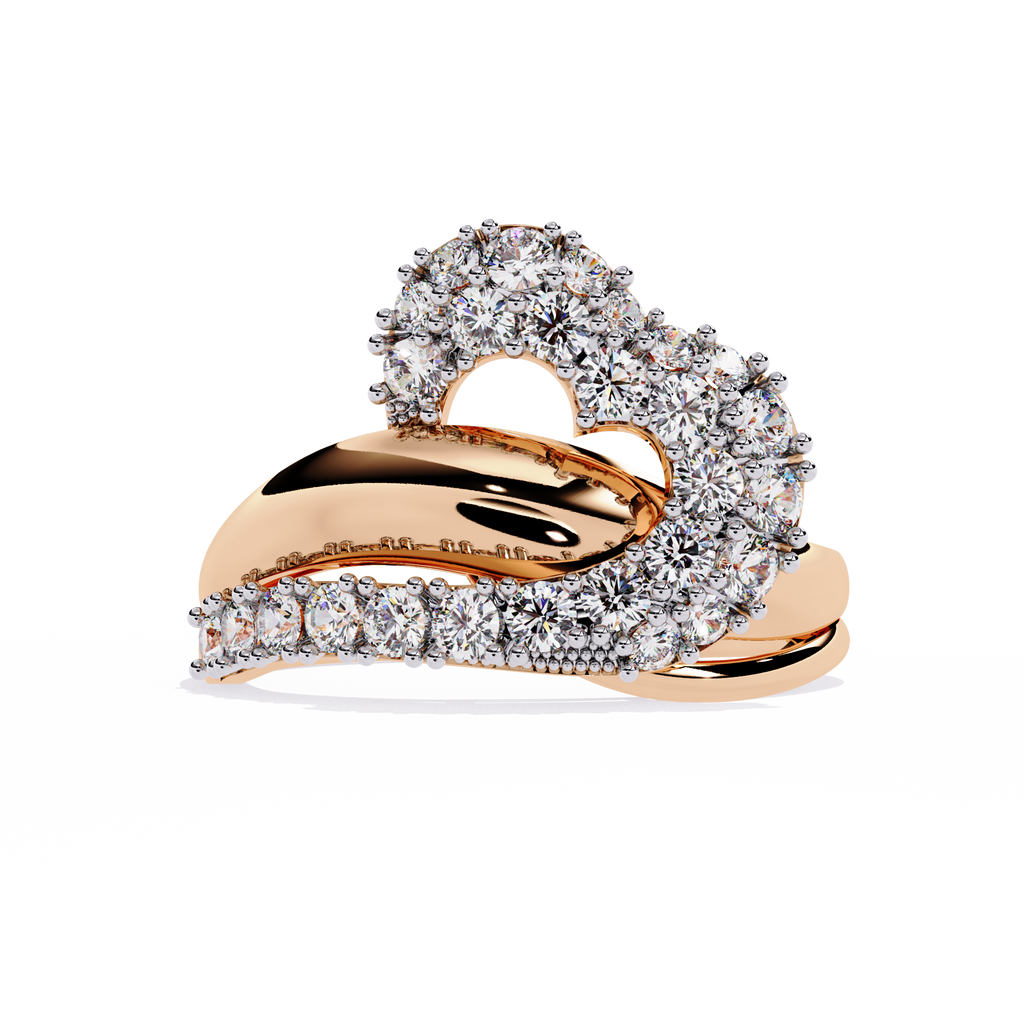 0.67 Ct gold ring with infinity heart design and round lab-grown diamonds

