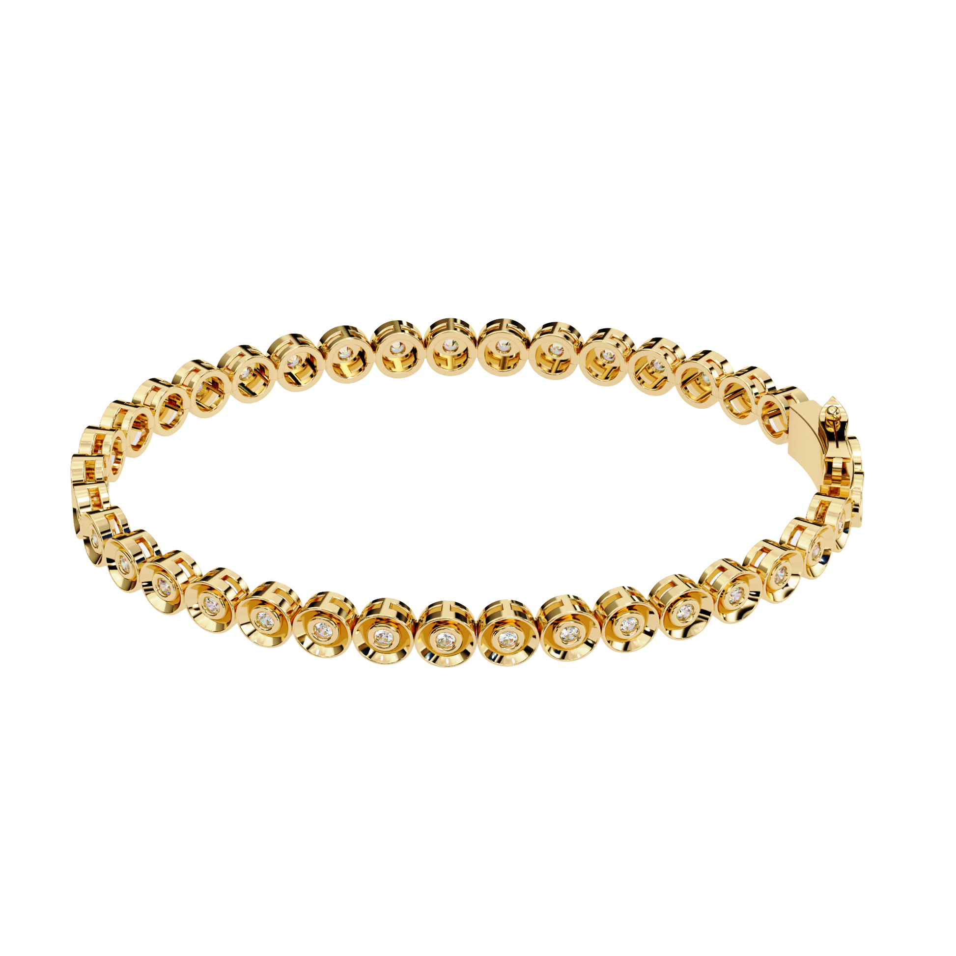Premium Round Diamond Bracelet – Circular Design with Small Diamonds and Golden Accents