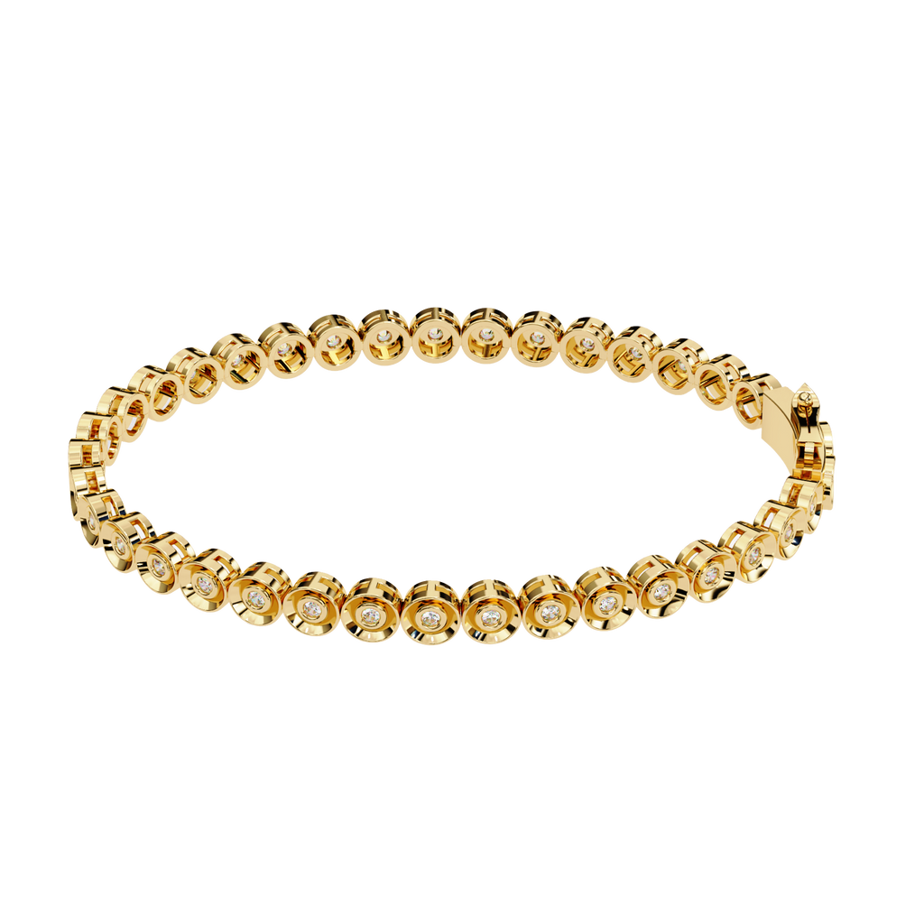 Premium Round Diamond Bracelet – Circular Design with Small Diamonds and Golden Accents