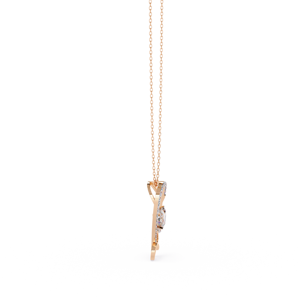 Round Diamond Pendant – Heart Radiant & Round Cut Diamonds in Gold
