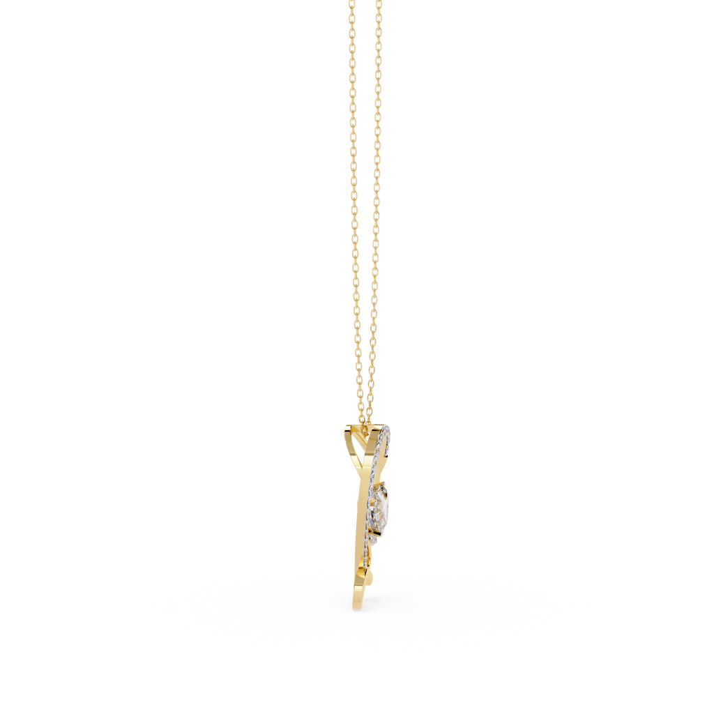 Round Diamond Pendant – Heart Radiant & Round Cut Diamonds in Gold