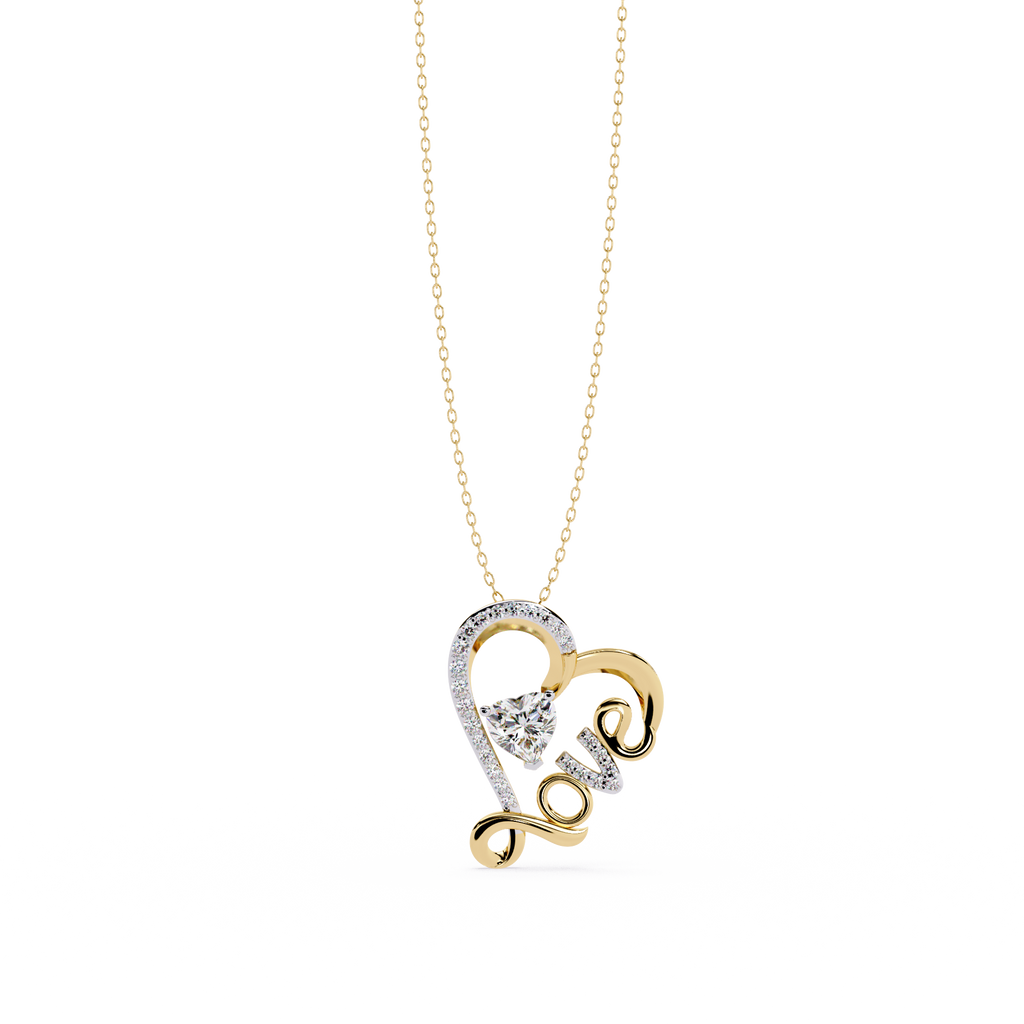 Round Diamond Pendant – Heart Radiant & Round Cut Diamonds in Gold