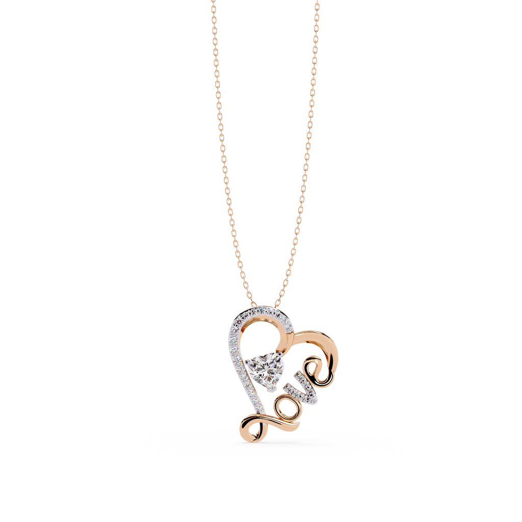 Round Diamond Pendant – Heart Radiant & Round Cut Diamonds in Gold