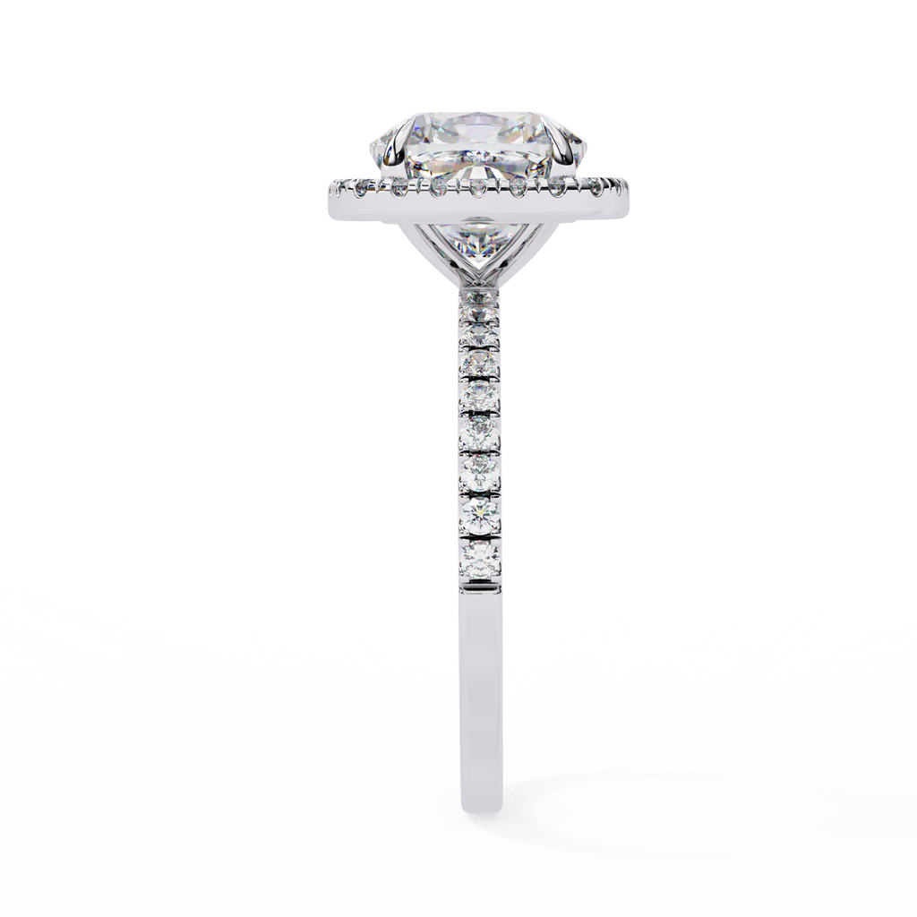 Exquisite Cushion Cut Diamond Ring – Center with Top Halo and Diamond Band in Gold