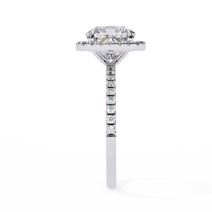 Exquisite 1.87Ct Cushion Cut Diamond Ring with Top Halo and Diamond Band in Gold