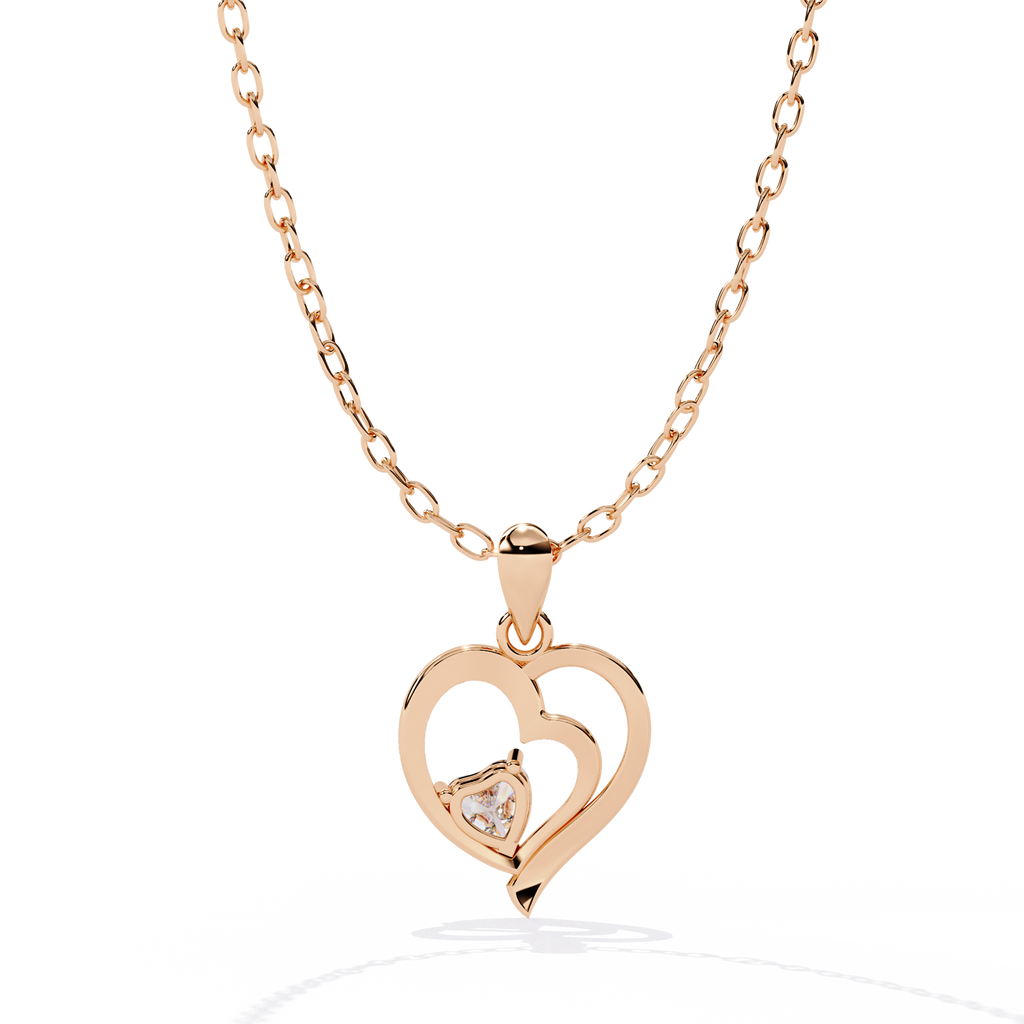 Diamond Pendant – Heart Radiant Cut Diamond in Gold
