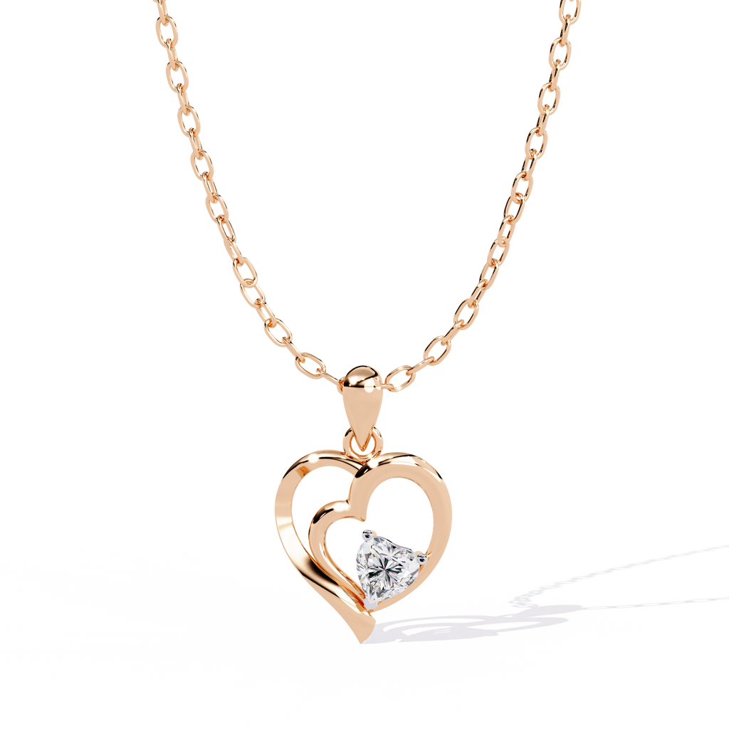 Diamond Pendant – Heart Radiant Cut Diamond in Gold