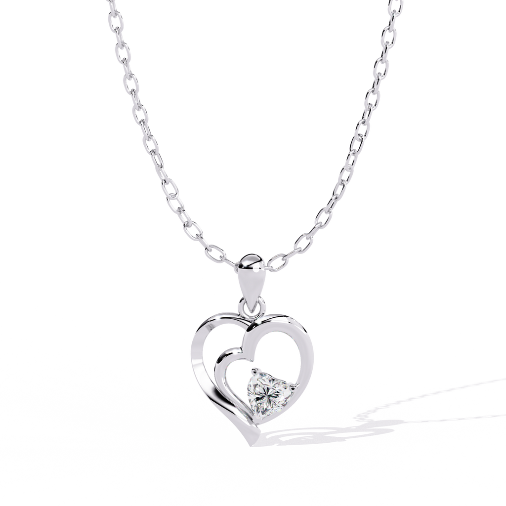 Diamond Pendant – Heart Radiant Cut Diamond in Gold