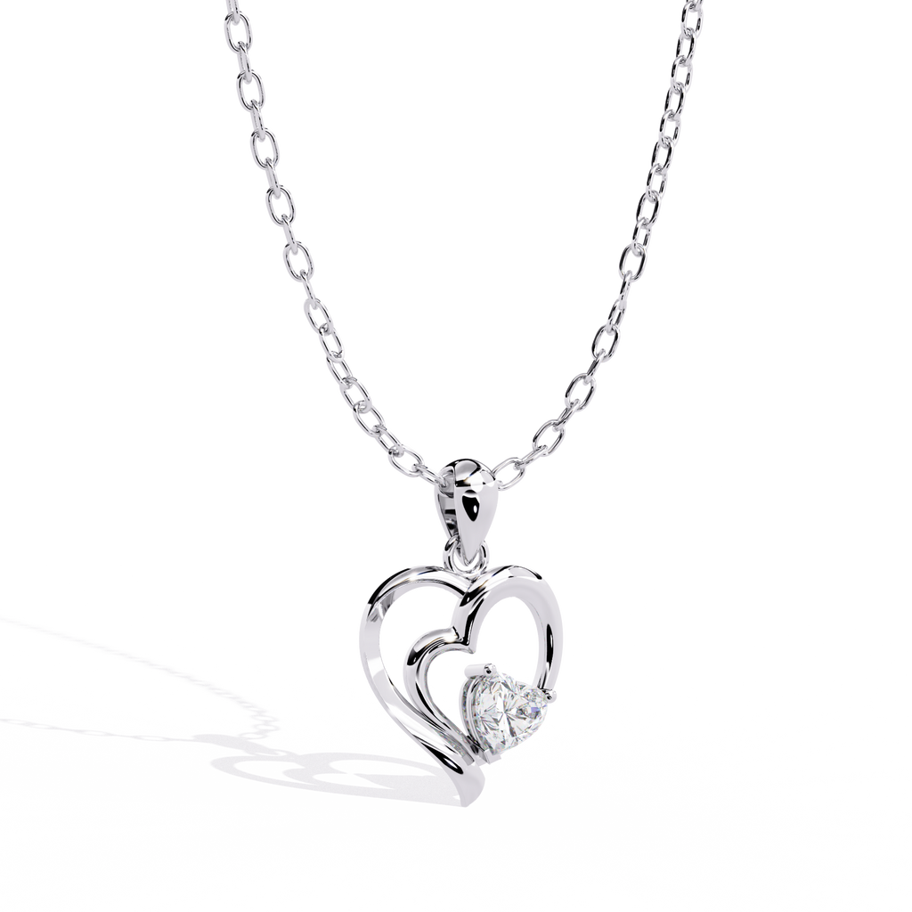 Diamond Pendant – Heart Radiant Cut Diamond in Gold