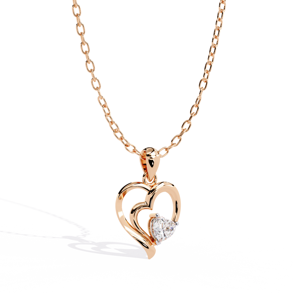 Diamond Pendant – Heart Radiant Cut Diamond in Gold