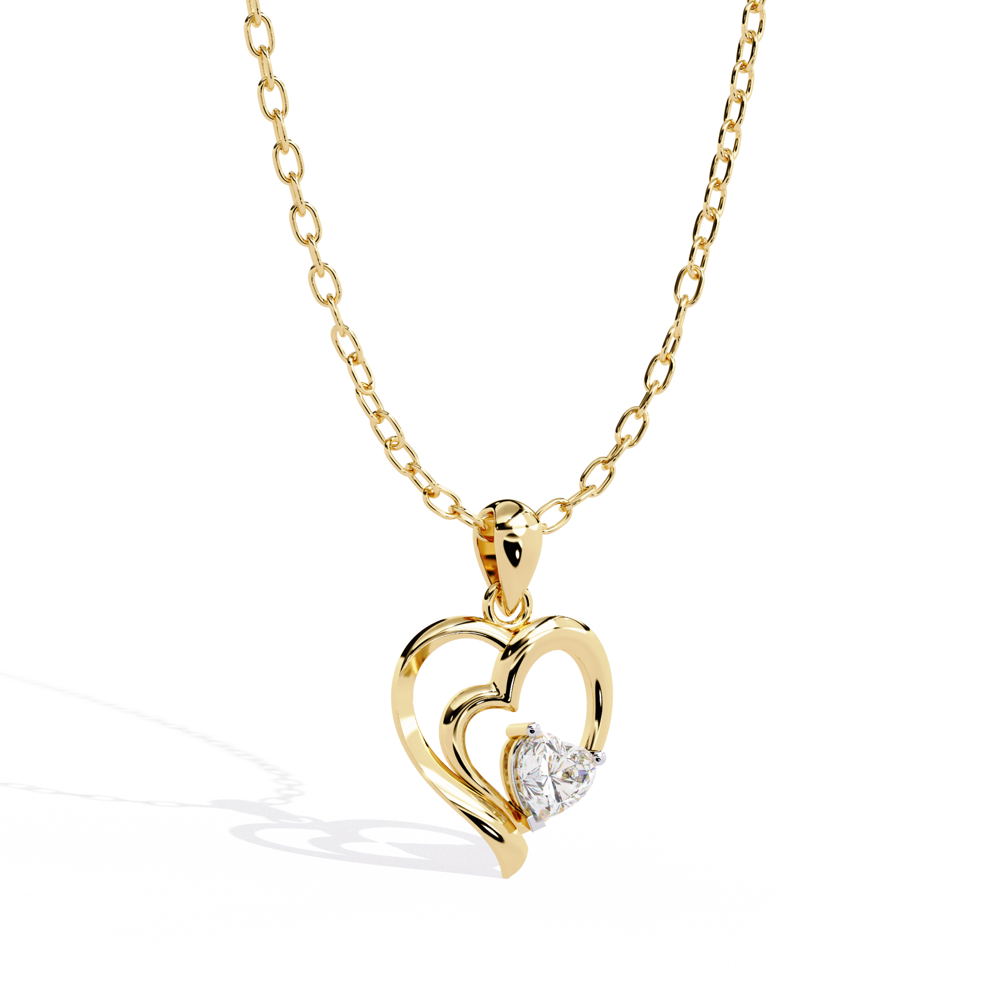 Diamond Pendant – Heart Radiant Cut Diamond in Gold