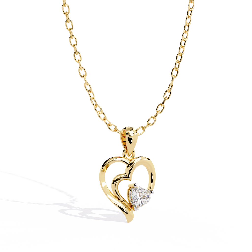 Diamond Pendant – Heart Radiant Cut Diamond in Gold