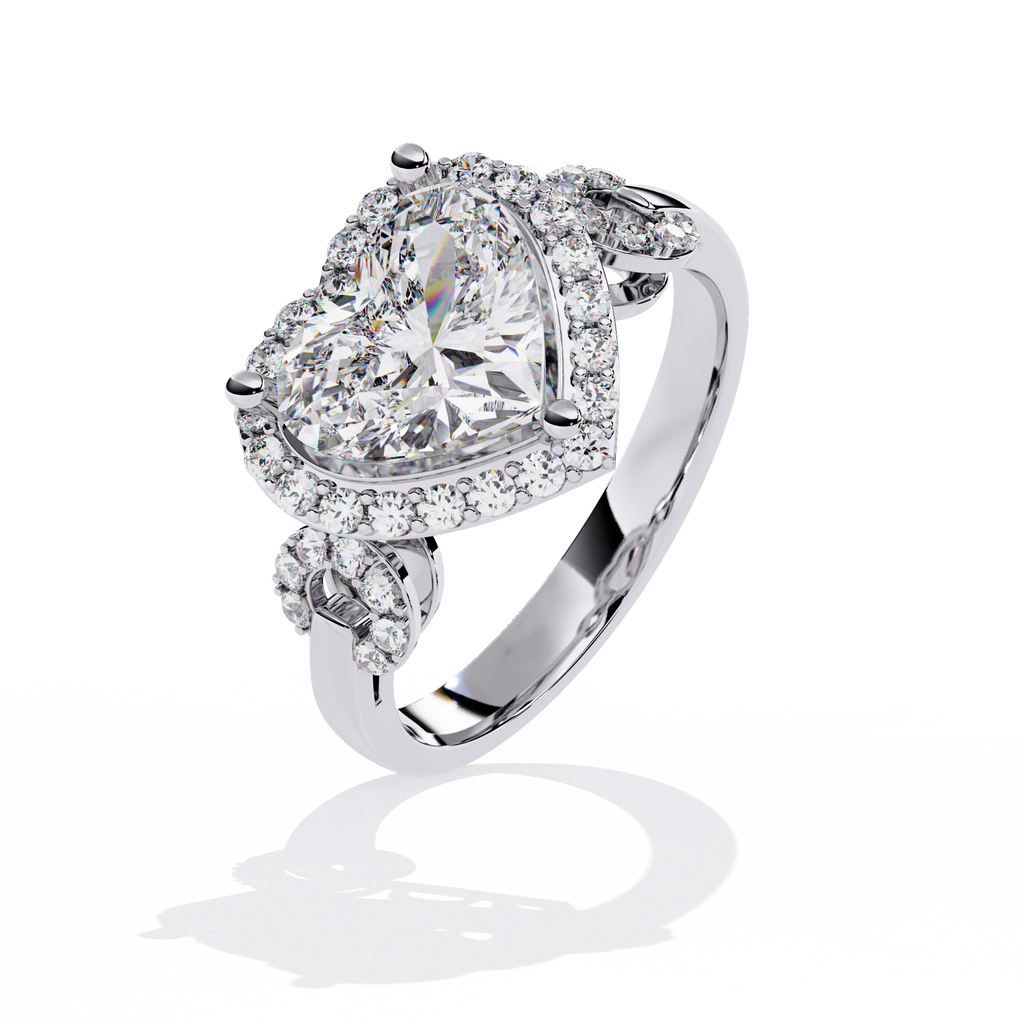 1.61+0.27 Ct lab-grown diamond ring with heart