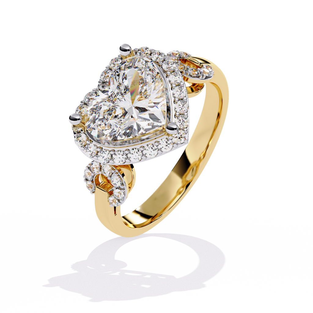 1.61+0.27 Ct lab-grown diamond ring with heart
