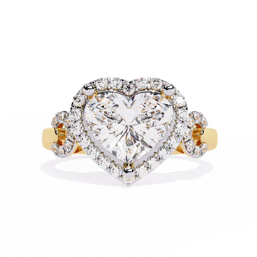 1.61+0.27 Ct lab-grown diamond ring with heart

